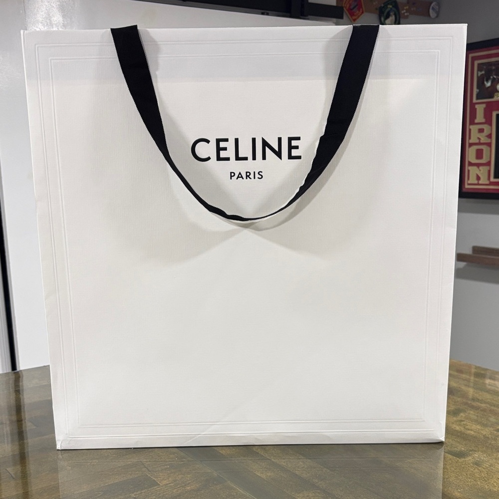 Celine White Tote with Black Handles